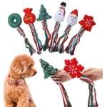 Christmas Dog Squeakey Chew Toys Cotton Ropes Knot Molar Bite Toy Funny Cute Puppies Cat Interactive Toy Xmas Gift Pets Supplies