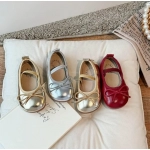 2024 Spring&Autumn Children's Little Leather Shoes for Girls Korean Girls' Soft Sole Bow Anti Slip Fashion Princess Single Shoes
