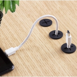 Desk Cord Grommet, Flexible Silicone Cable Hole Cover, Wire Organizer, Cable Pass Through, Round Gasket White