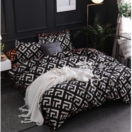 Luxury Bedding Set 3 Pieces Black Quilt Cover And Pillowcases Couple Duvet Cover Single Double King Queen Size Home Textiles