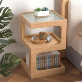 Two Storage Space Nightstand Bedside Table Bedroom Furniture Bedroom Nightstand Original Wood Color Suitable