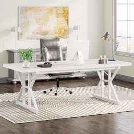 70.8-Inch Executive Desk, Large Computer Office Desk Workstation, Modern Simple Style Laptop Desk Study Writing Table Business