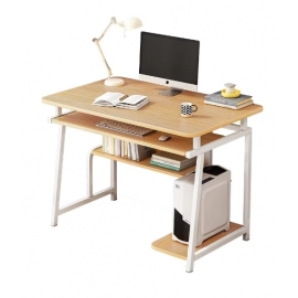 Small Computer Desk for Small Spaces,33.5" Inch Modern Writing Table with Monitor Storage Shelf for Home Office, Laptop Desk