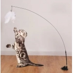 Interactive Cat Toy Handfree Cat Stick Playing Kitten Playing Teaser Wand Toy Suction Cup Bird/Feather Cat Wand Pet Supplies