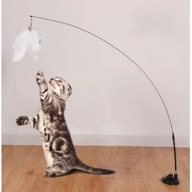 Interactive Cat Toy Handfree Cat Stick Playing Kitten Playing Teaser Wand Toy Suction Cup Bird/Feather Cat Wand Pet Supplies